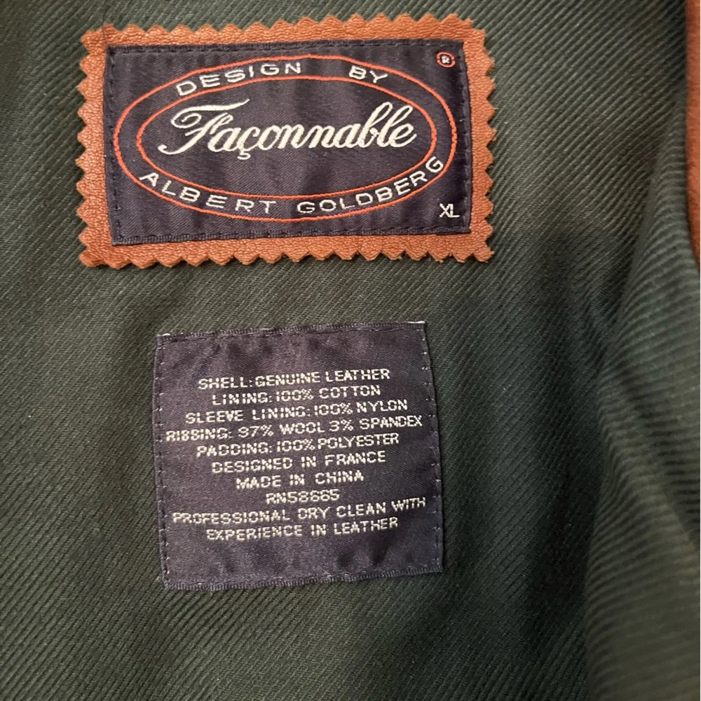 Faconnable Vintage Brown Leather Bomber Jacket - Picture 5 of 9